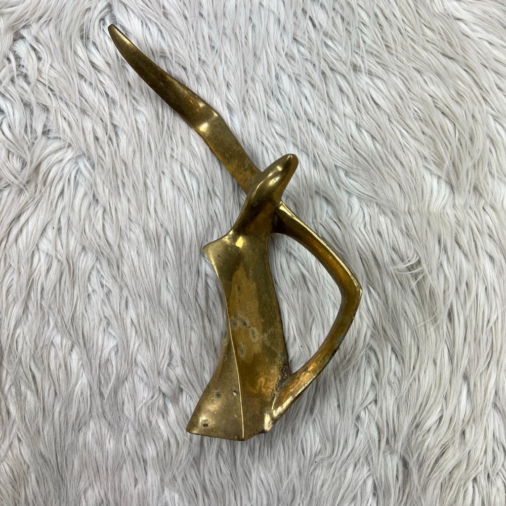 Vintage Brass Flying Bird Sculpture Patina Heavy 12" MCM‎ Art Seagull Nautical
